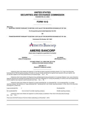 Thumbnail Ameris Bancorp
 10-Q Quarterly Report FY2016 