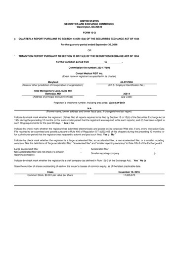 Vorschaubild Global Medical REIT
 10-Q Quartalsbericht 2016 