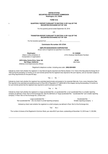 Miniature Armata Pharmaceuticals 10-Q Rapport trimestriel 2016 