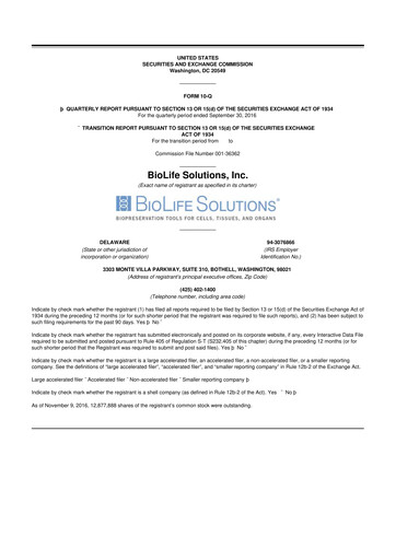 Thumbnail Biolife Solutions
 10-Q Quarterly Report FY2016 