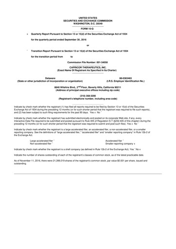 Thumbnail Capricor Therapeutics
 10-Q Quarterly Report FY2016 