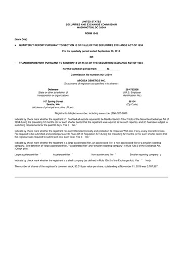 Thumbnail Atossa Therapeutics 10-Q Quarterly Report FY2016 