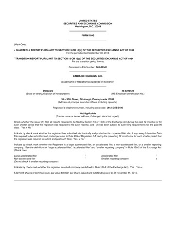 Vorschaubild Limbach Holdings 10-Q Quartalsbericht  