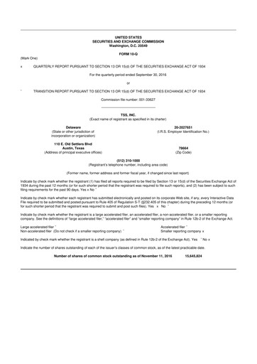 Miniature TSS, Inc. 10-Q Rapport trimestriel 2016 