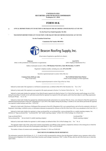 Miniature Beacon Roofing Supply 10-K Rapport annuel 2016