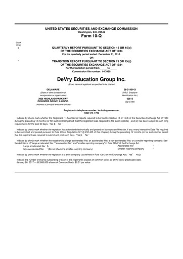 Thumbnail Adtalem Global Education
 10-Q Quarterly Report FY2017 