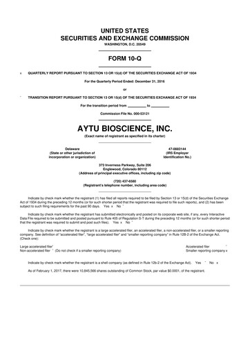 Thumbnail Aytu BioScience
 10-Q Quarterly Report FY2017 