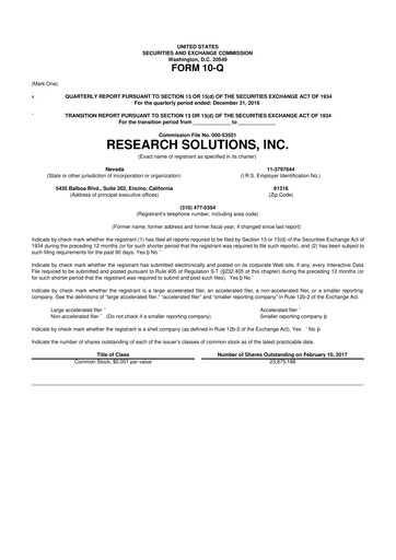 Miniature Research Solutions 10-Q Rapport trimestriel 2017 