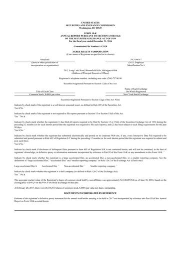 Thumbnail Agree Realty
 10-K Annual Report 2016