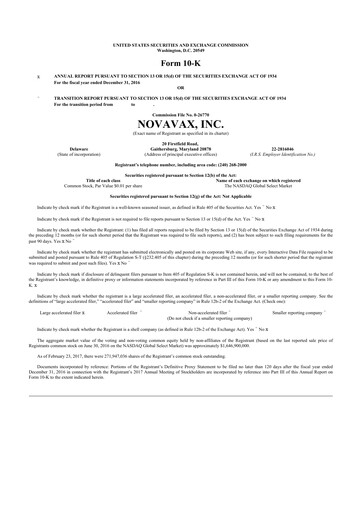 Thumbnail Novavax 10-K Annual Report 2016