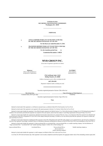 Thumbnail MYR Group 10-K Annual Report 2016