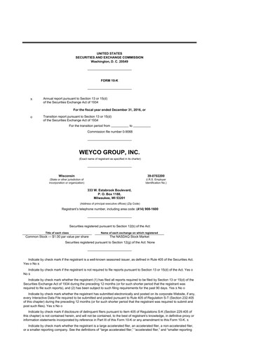 Thumbnail Weyco Group 10-K Annual Report 2016