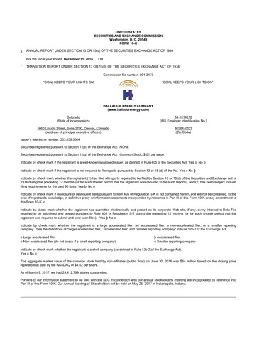 Thumbnail Hallador Energy Company
 10-K Annual Report 2016