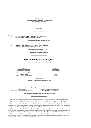 Thumbnail WhiteHorse Finance 10-K Annual Report 