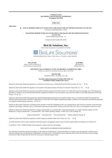 Vorschaubild Biolife Solutions
 10-K Jahresbericht 2016