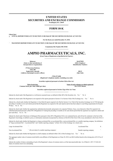 Thumbnail Ampio Pharmaceuticals 10-K Annual Report 2016