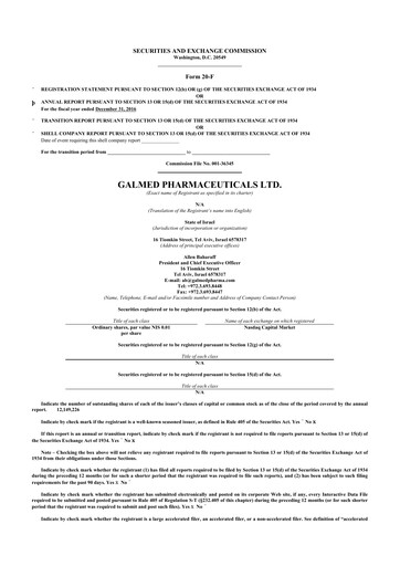 Thumbnail Galmed Pharmaceuticals
 20-F Annual Report 2016