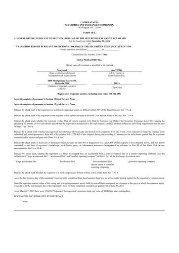 Miniature Global Medical REIT
 10-K Rapport annuel 2016