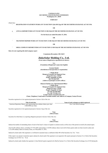 Thumbnail Jinko Solar 20-F Annual Report 2016