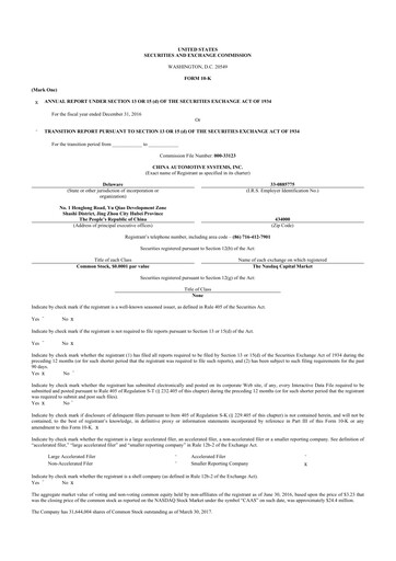 Thumbnail China Automotive Systems 10-K Annual Report 2016