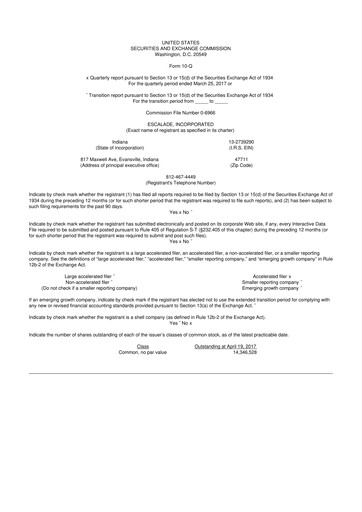 Thumbnail Escalade Sports 10-Q Quarterly Report FY2017 