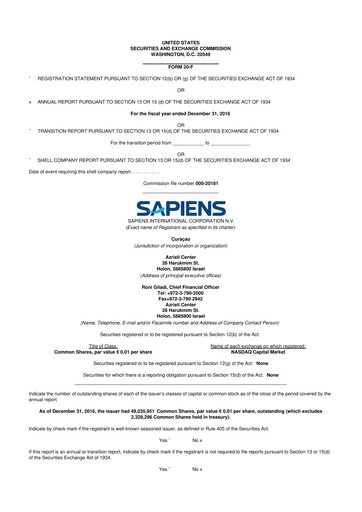Thumbnail Sapiens International Corporation 20-F Annual Report 2016