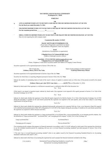 Vorschaubild Magic Software 20-F Jahresbericht 2016