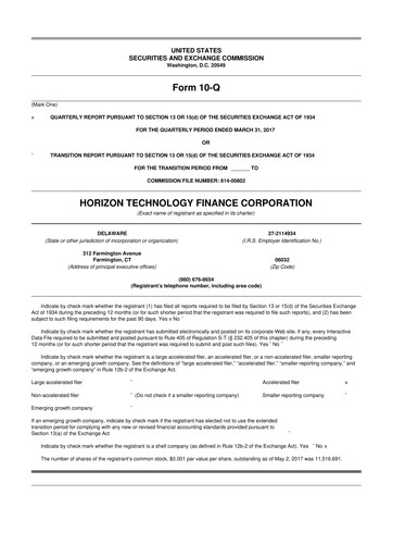 Vorschaubild Horizon Technology Finance 10-Q Quartalsbericht  