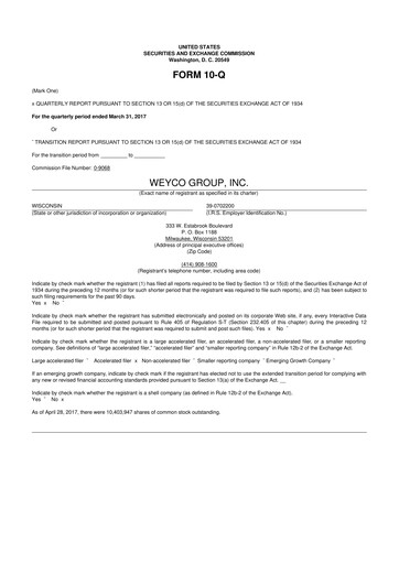 Thumbnail Weyco Group 10-Q Quarterly Report FY2017 