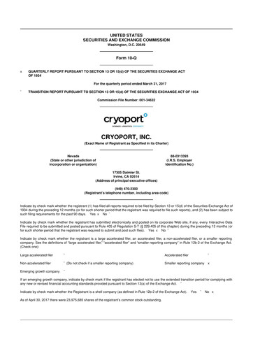 Thumbnail CryoPort 10-Q Quarterly Report FY2017 