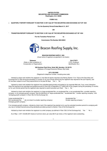 Vorschaubild Beacon Roofing Supply 10-Q Quartalsbericht 2017 