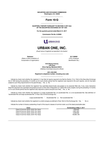 Thumbnail Urban One
 10-Q Quarterly Report FY2017 