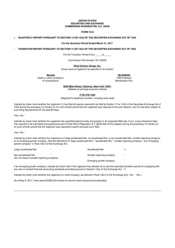 Thumbnail 22nd Century Group
 10-Q Quarterly Report FY2017 