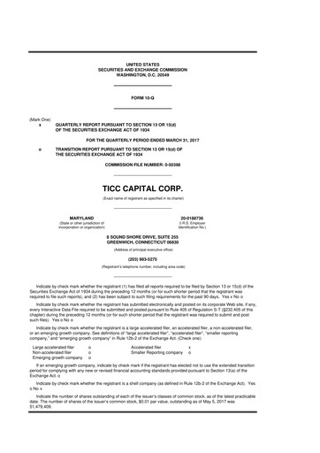 Miniature Oxford Square Capital
 10-Q Rapport trimestriel  