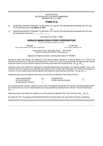 Vorschaubild Horace Mann Educators 10-Q Quartalsbericht 2017 