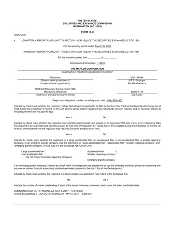 Thumbnail Marcus Corporation
 10-Q Quarterly Report FY2017 