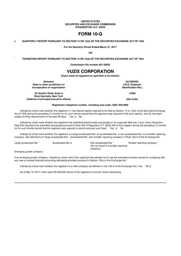 Thumbnail Vuzix
 10-Q Quarterly Report FY2017 