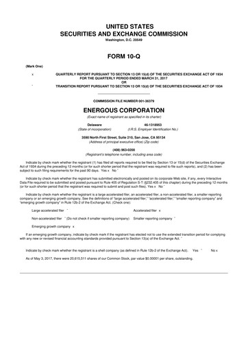 Vorschaubild Energous 10-Q Quartalsbericht 2017 