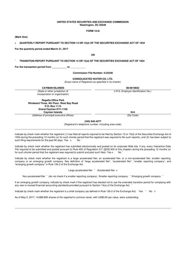 Thumbnail Consolidated Water 10-Q Quarterly Report FY2017 