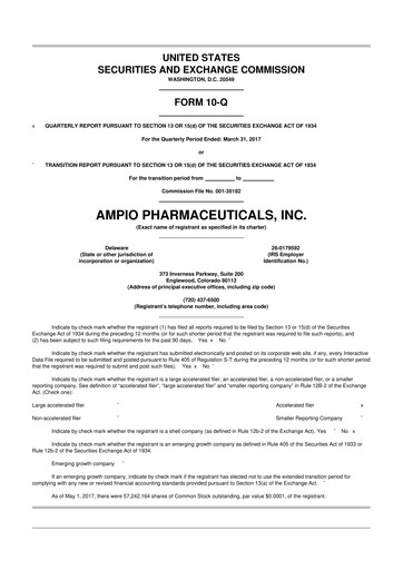 Thumbnail Ampio Pharmaceuticals 10-Q Quarterly Report FY2017 