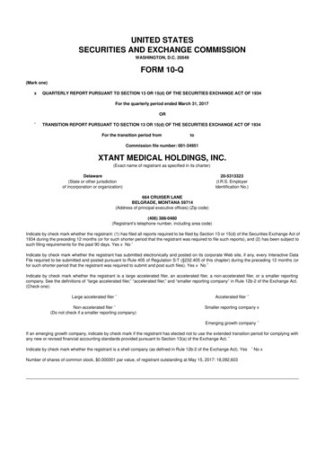 Thumbnail Xtant Medical 10-Q Quarterly Report FY2017 