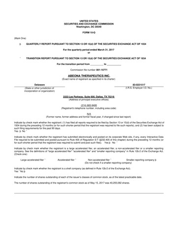 Thumbnail Abeona Therapeutics
 10-Q Quarterly Report FY2017 