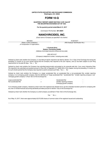 Thumbnail NanoViricides 10-Q Quarterly Report FY2017 