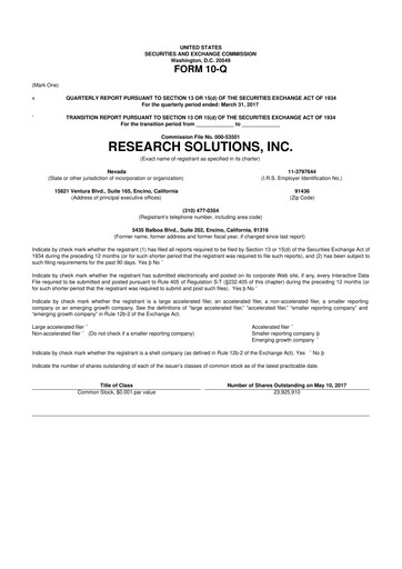 Miniature Research Solutions 10-Q Rapport trimestriel 2017 