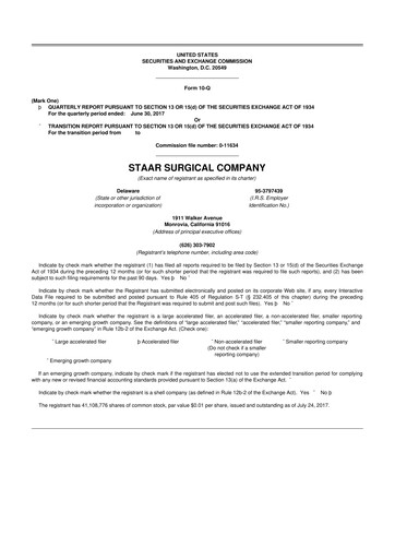 Thumbnail STAAR Surgical 10-Q Quarterly Report FY2017 