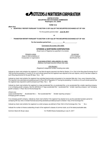 Thumbnail Citizens & Northern Corp 10-Q Quarterly Report FY2017 