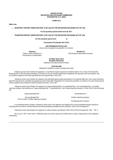 Thumbnail ANI Pharmaceuticals 10-Q Quarterly Report FY2017 