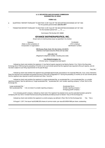 Thumbnail Iovance Biotherapeutics
 10-Q Quarterly Report FY2017 