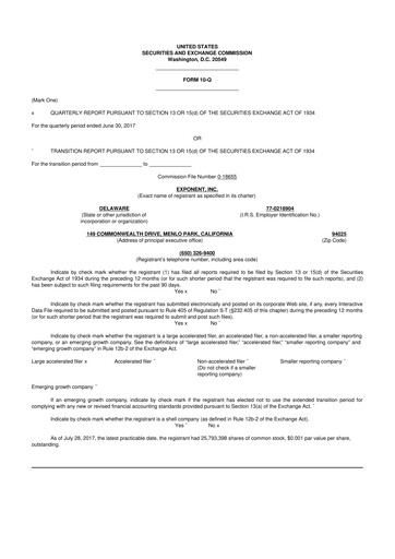 Thumbnail Exponent
 10-Q Quarterly Report FY2017 