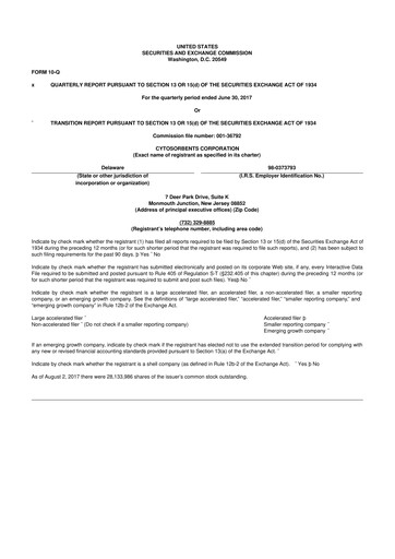 Miniature Cytosorbents 10-Q Rapport trimestriel 2017 
